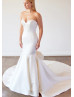 Strapless Ivory Satin Classic Wedding Dress With Detachable Bow